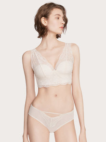 NuBloom Bra lace bra with breathable mesh, fixed padding, and no underwire, offering natural lift and all-day comfort