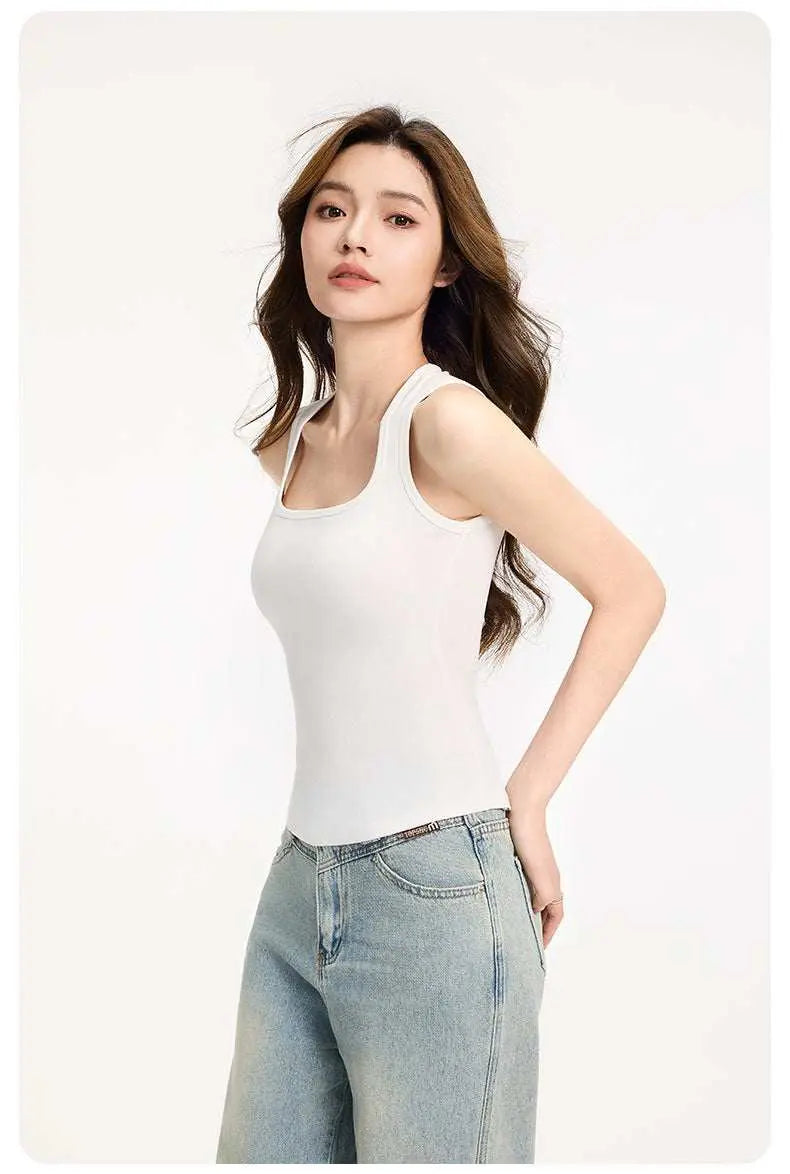Square Neck Wide Strap Tank Top Nuage