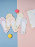Grip n' Go Socks kit of 5 low-cut, seamless flat toe socks in pastel colors, designed for comfort and vibrant fade-resistant wear.