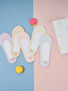Grip n' Go Socks kit of 5 low-cut, seamless flat toe socks in pastel colors, designed for comfort and vibrant fade-resistant wear.