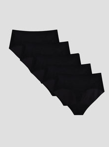 NuCloud High Waist Thong 5-pack black seamless breathable thong underwear with high-waisted design and cotton gusset