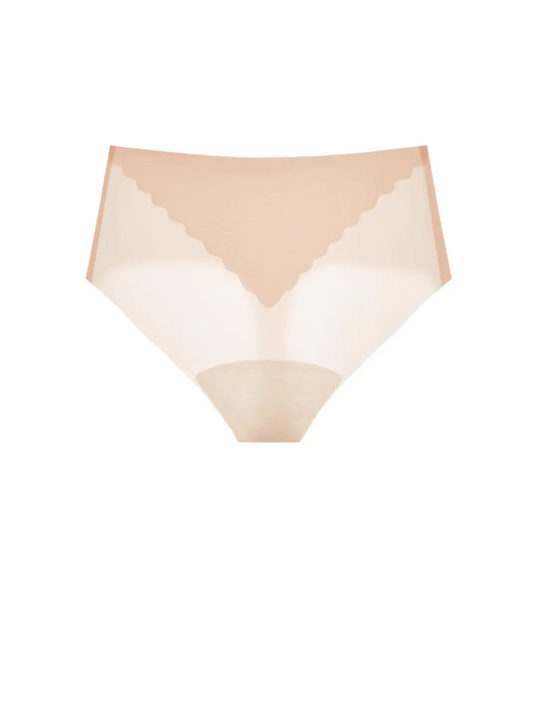 NuCloud High Waist Thong in beige flat lay product shot – seamless high-rise underwear by Nuage