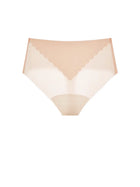 NuCloud High Waist Thong in beige flat lay product shot – seamless high-rise underwear by Nuage
