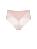 NuCloud High Waist Thong in pink flat lay product shot – seamless high-rise underwear by Nuage