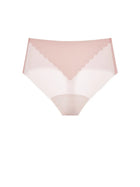 NuCloud High Waist Thong in pink flat lay product shot – seamless high-rise underwear by Nuage