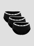 NuSoft Classic Cotton Brief 3-pack black mid-rise briefs with logo waistband and antibacterial cotton gusset