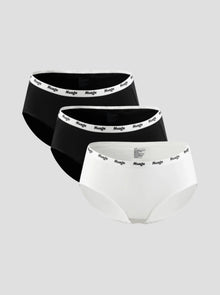 NuSoft Classic Cotton Brief 3-pack mid-rise cotton briefs with logo waistband in black and white colors