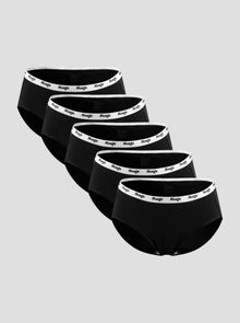 NuSoft Classic Cotton Brief 5-pack black mid-rise briefs with logo waistband and cotton gusset for comfort and breathability