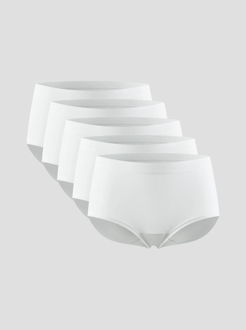 Set of 5 white modal underwear, with no digging in breathable waist band .